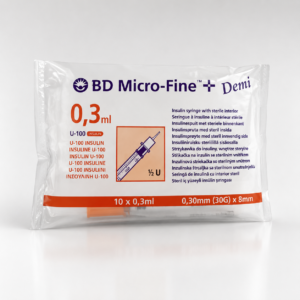 Insulinspritze 0,3 ml + Nadel 10x