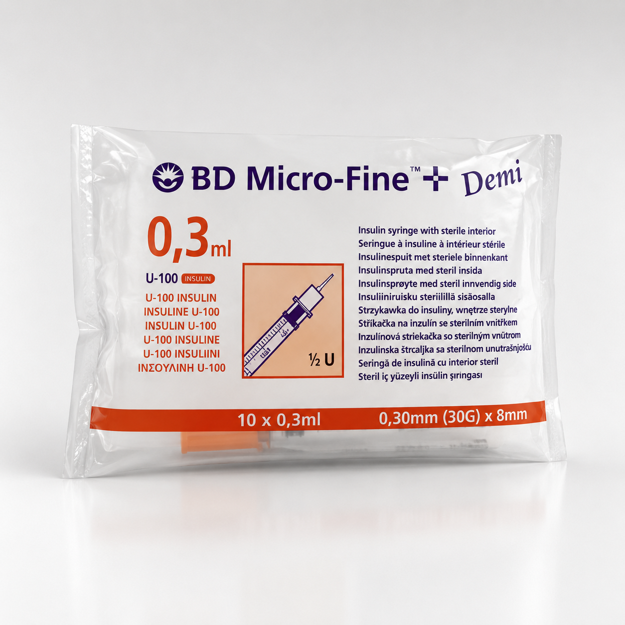 Insulinspritze 0,3 ml + Nadel 10x